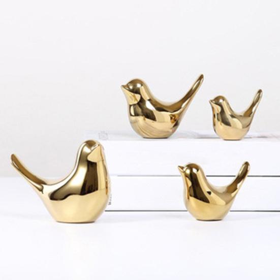 Wear-resistant Bird Decor Ceramic Statues, Modern Gold Decoration, Nordic Style Multi-size Ornaments Figurine for Home Office Desktop Gilded