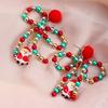 Colorful Beaded Bow & Pom-pom Santa Claus Christmas Earrings