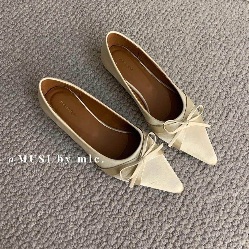Fashion Bailamos Spring New Women Flats Fashion Pointed Toe Shallow Slip On Dress Shoes Low Heel Single Shoes Ballet Shoes Mujer