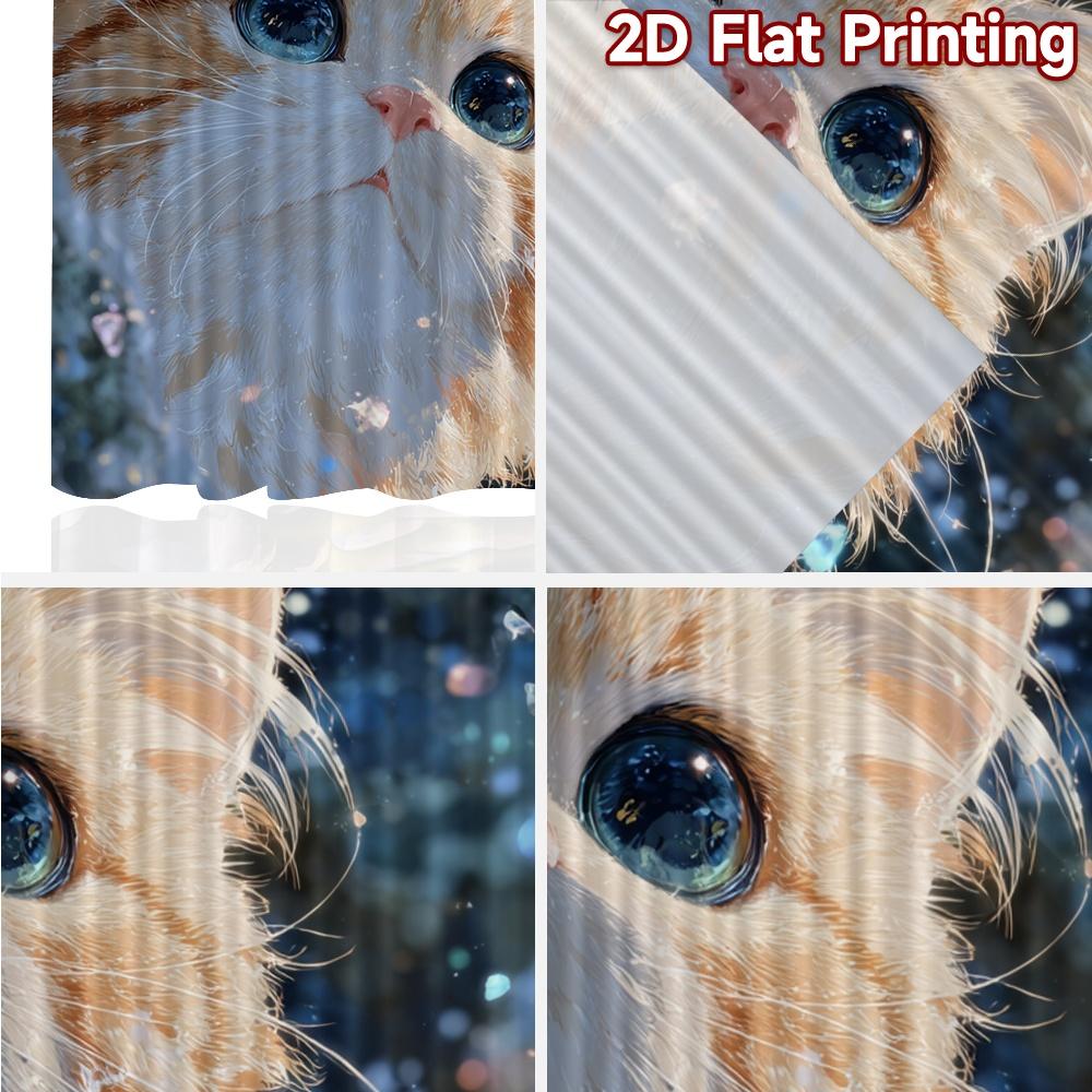 2D Flat Printing  2pcs Cute Kitten with Sparkles Chic Curtains&Drapes 100% Polyester Curtains Outdoor Decorations Use for