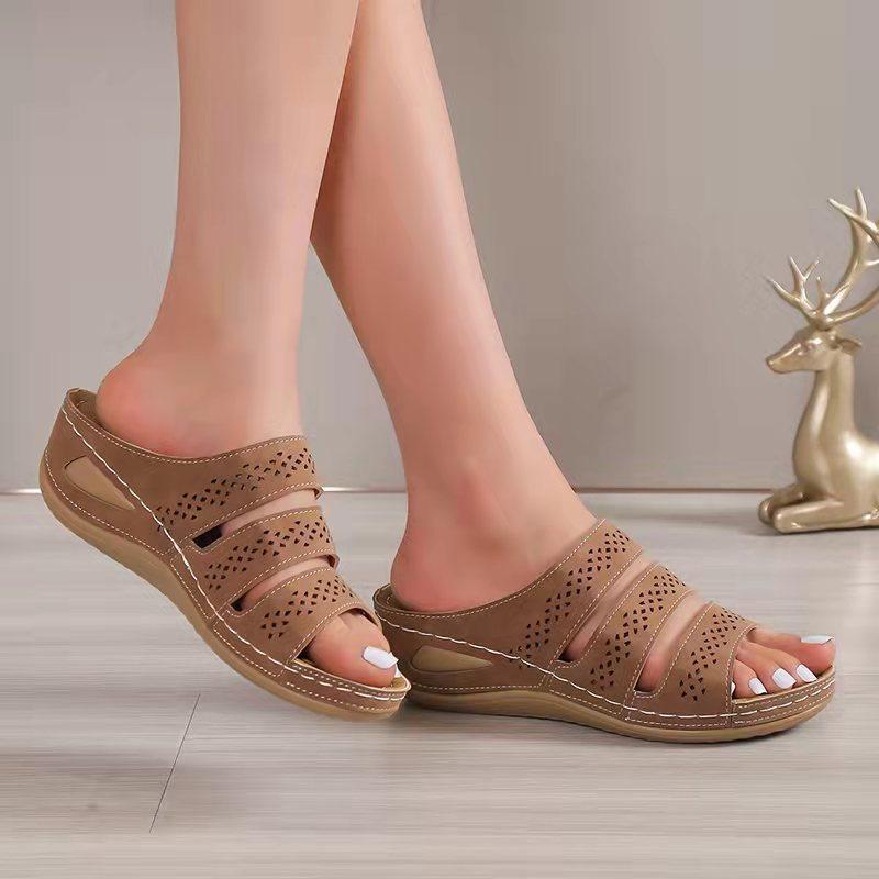 Large size summer new wedge heel hollow word women's sandals