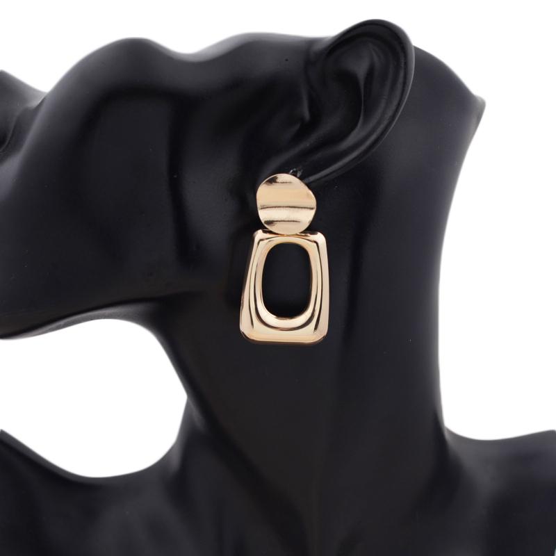 

Women s Square Dangle Earrings Gold Color Metal Geometric Statement Fashion Trendy New Female Hanging Earrings Punk Zircon