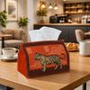 1pc Asian Mythology Design Tissue Box - Tiger Cloud Red Frame Ornament Napkin Storage Box, Suitable for Rolls/facial Tissues/single Sheets, Multi-func
