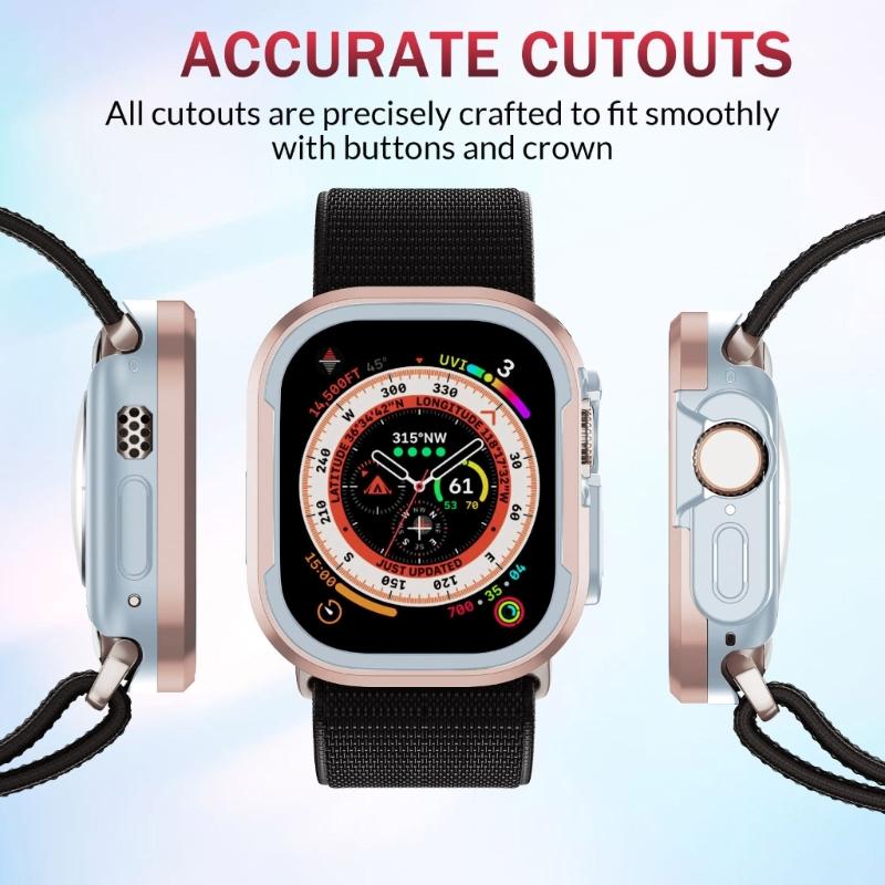 40/41/44/45mm Bumper Case Slim- Protective Cover Lightweight Aluminum & TPU Case Fitting for Watch S8/7/6/5/4/SE2