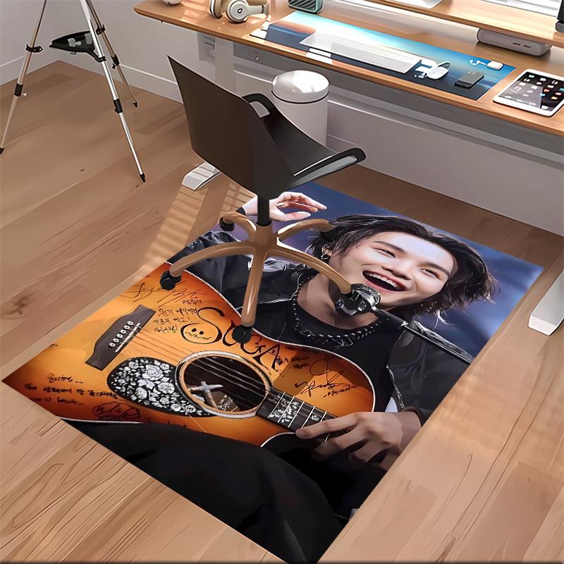 1pc Jin singer2 Print Area Rug - Soft, Washable Non-Slip Indoor Mat for Office Chairs, Living Room, Home Office Decorative Rug