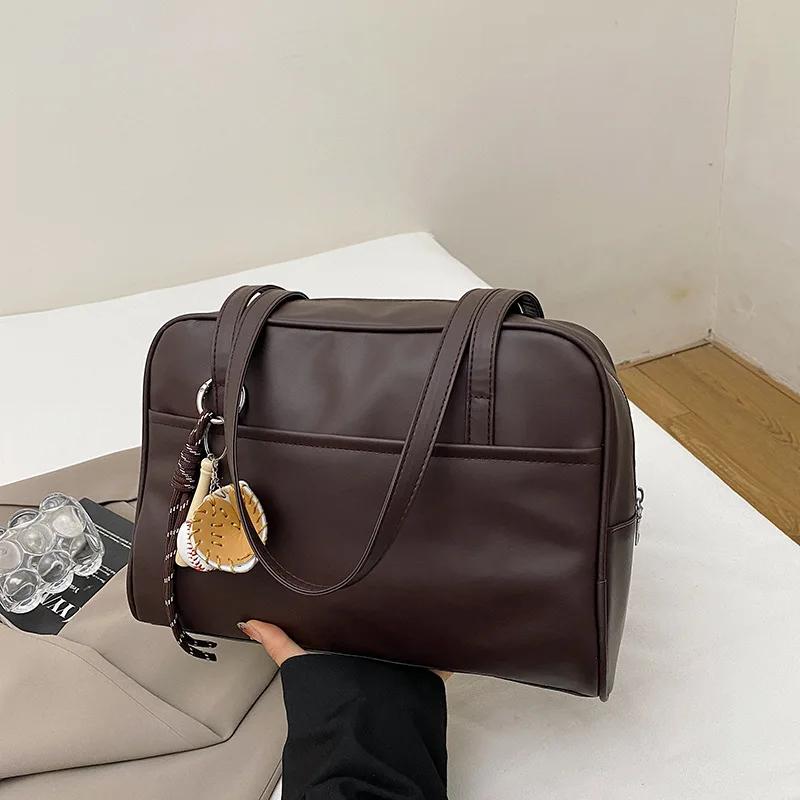 Simple Large Capacity Shoulder Bags for Women Pu Leather Underarm Ladies Commuter Tote Bag Vintage Female Handbags Tote Purse