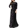 V-O-S WOMEN's WEAR Plus Size Evening Party Medieval Floral Print 3/4 Sleeve Maxi Dress Gown