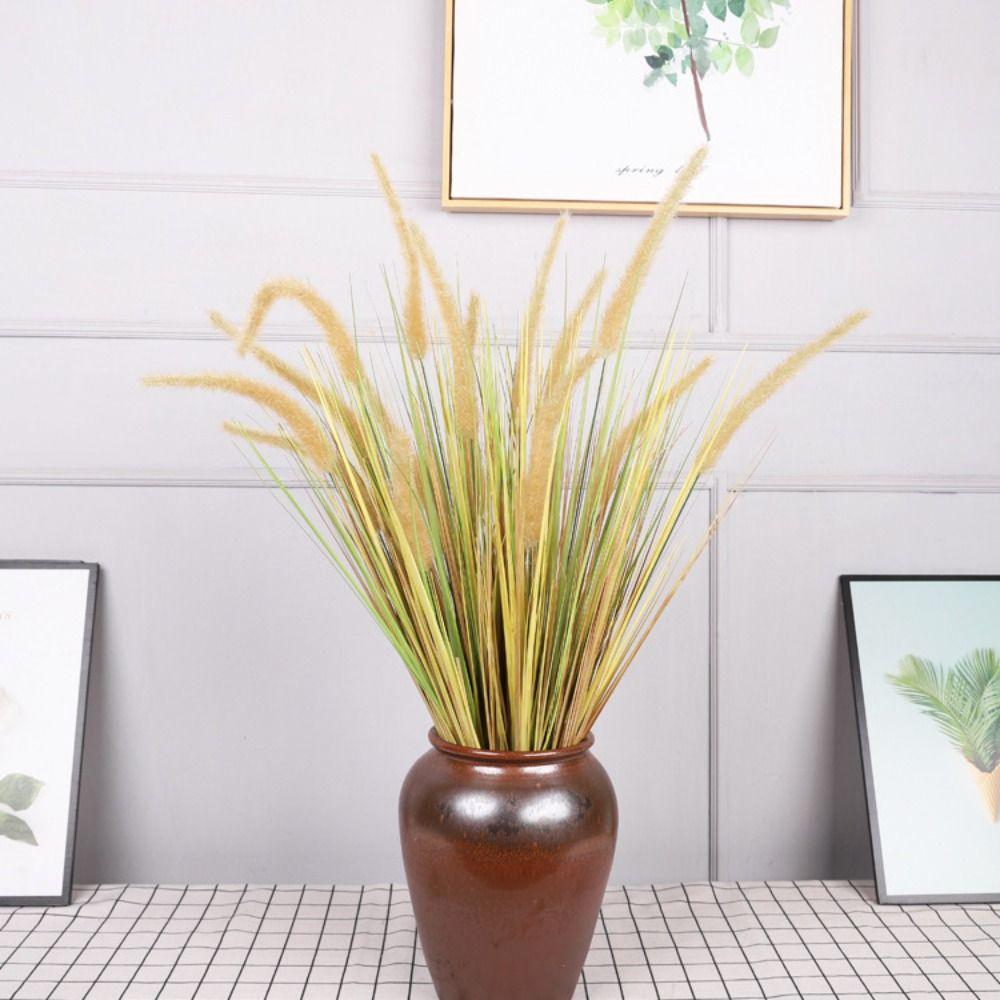 5 Heads Silk Onion Grass Plastic Fake Plants Flower Arrangement Artificial Pampas Bouquet Wedding