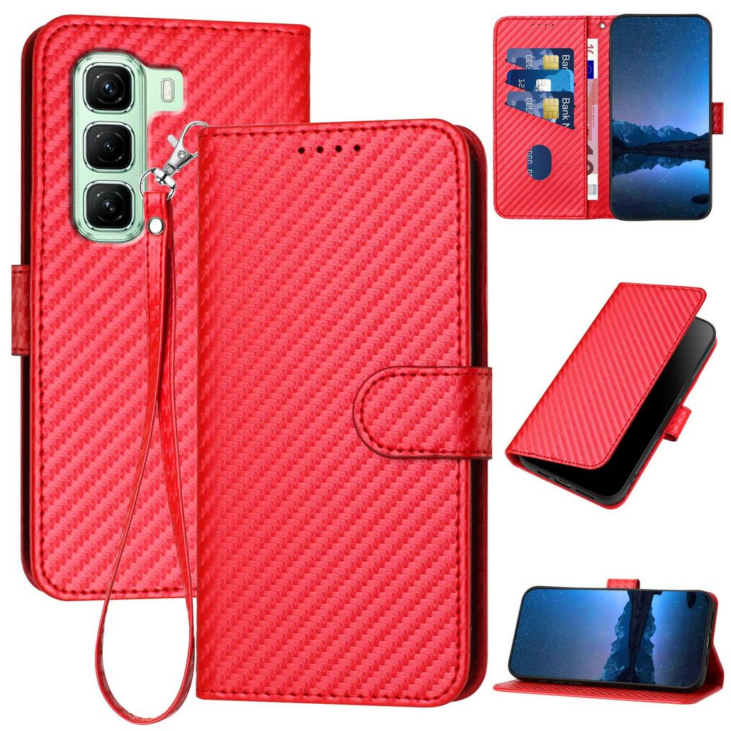 YX0070 For Infinix Hot 50 5G Wallet Case Carbon Fiber Texture Leather Cell Accessories Phone Cover