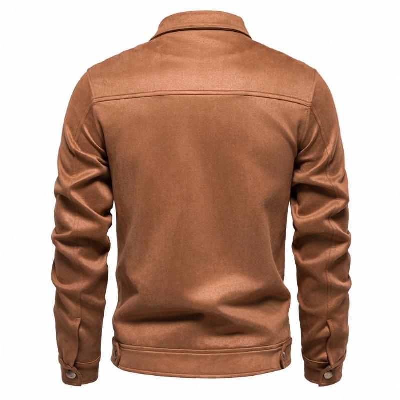 Men’s Suede Turn Down Collar Outdoor Jacket