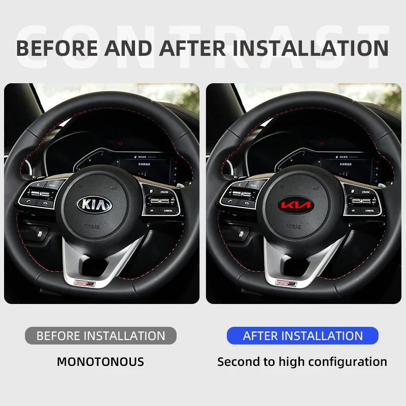 RXEC6 Car Interior Stickers Decoration Accessories For Kia rio ceed sportage cerato soul Car Steering Wheel Center Sticker