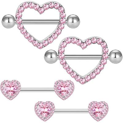 BODY16G CZCZ 14G Hartvormige Tepelpiercing 2 Ja 316L Roestvrij staal Tepelpiercing CZ Tepelpiercing Barbell Tepelpiercing Sieraden Dames