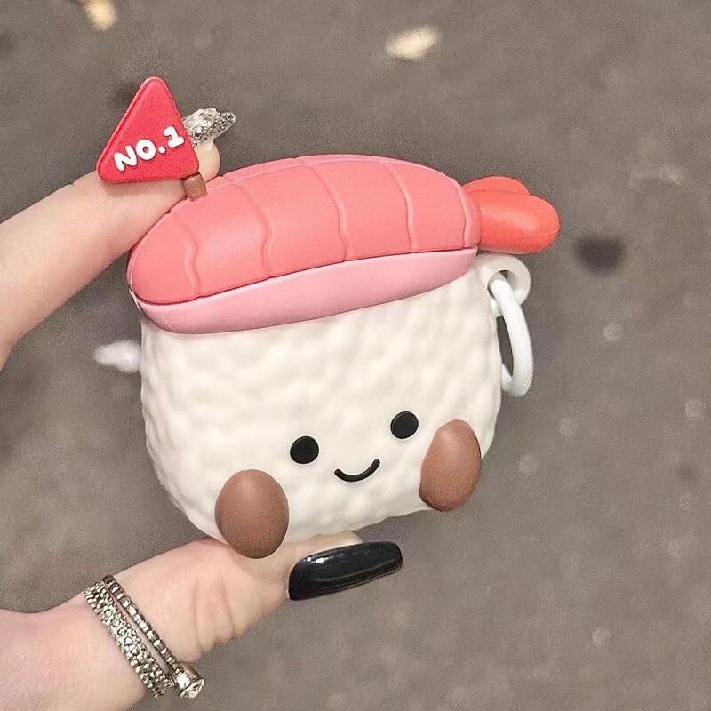 Силиконовый чехол для AirPods 3 в виде персонажа суши с карабином