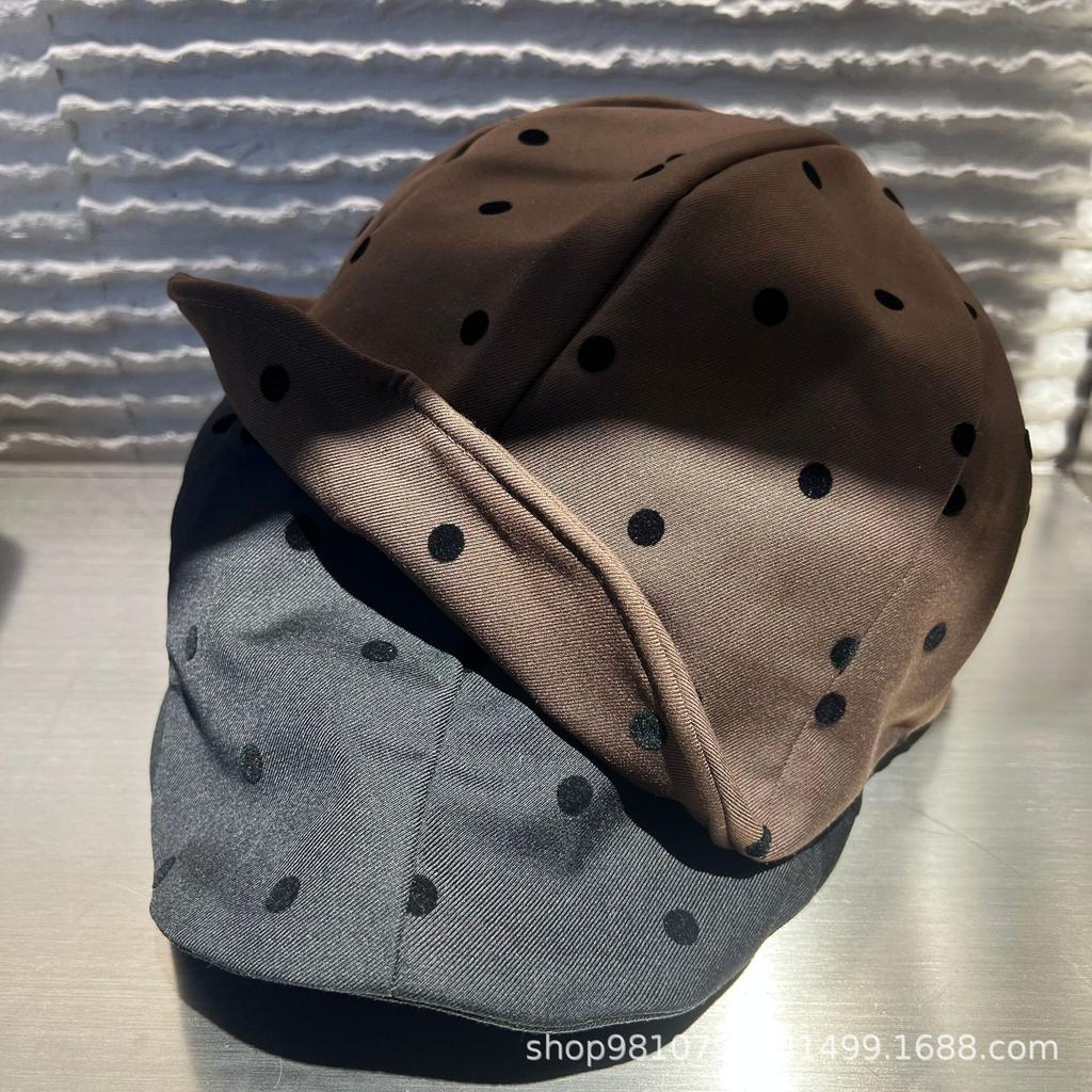 Polka dot soft brim beret women's forward hat new versatile face small sun hat literary and retro painter hat tide