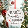 Family Gift Ornament Side By Side or Miles Apart Family Is Always Close At Heart Ceramic Round Design Fade-resistant Hanging Pendant