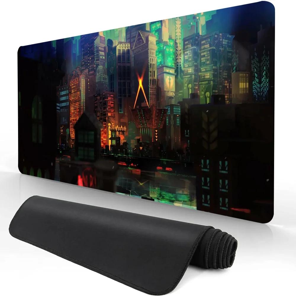 Hot Sell City Neon Pixel Large Mouse Mat Gaming Mousepad Gamer Mousepads Rubber Keyboard Mats Desk Mats XXL Mouse Pads 900X400