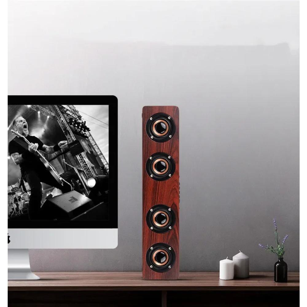 Wooden Soundbar Bluetooth Speaker Music Acoustic System 40W HIFI Stereo Music Surround LED Display Outdoor Speaker With FM Radio