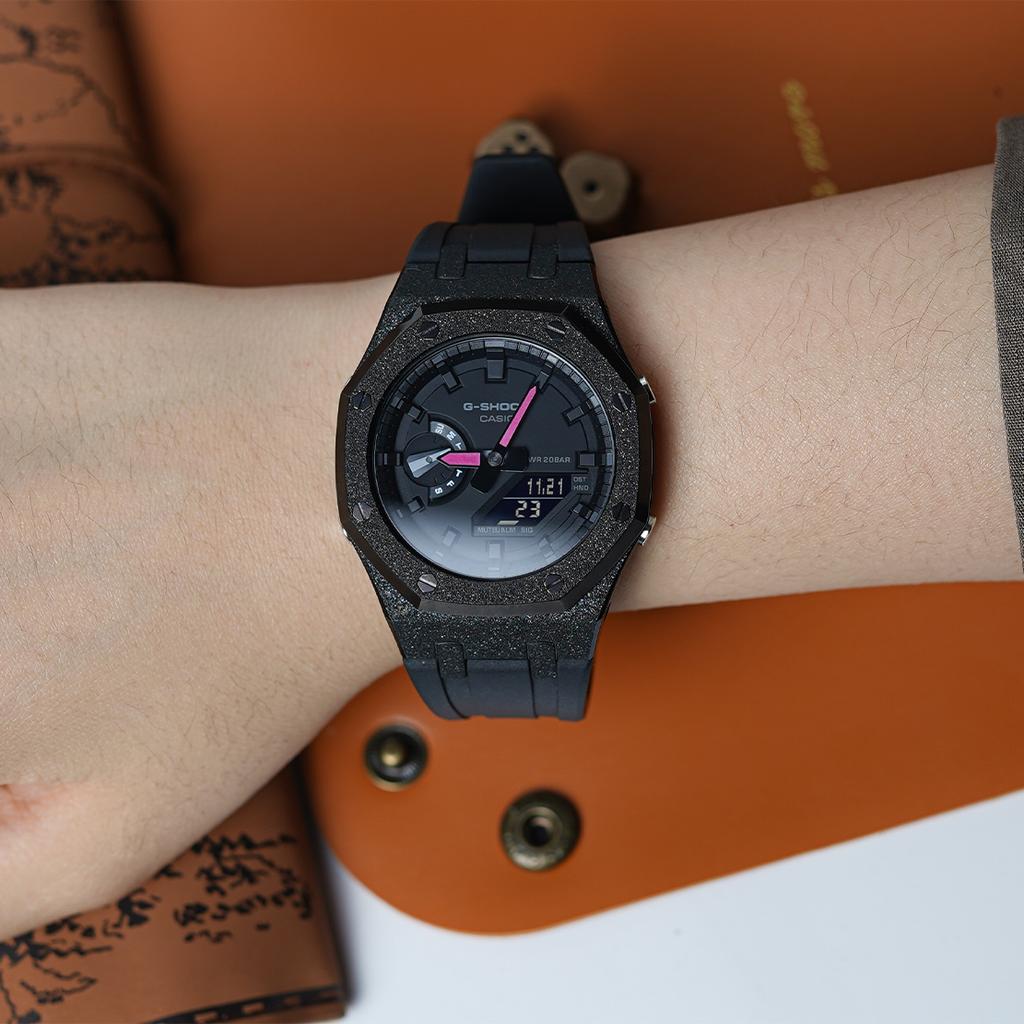 Casio Herren Flüssigkristall/Analog Dual-Display Serie Schwarze Uhr GA-2100-7A-