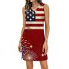 Flag Dress for Women Sleeveless Summer Floral Print Loose Fit Casual 4Th Of July Dresses for Women Red White Blue Dre