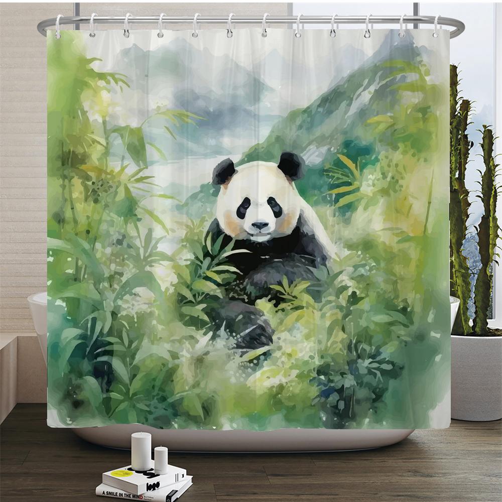 Cute Cartoon Panda Printed Fabric Waterproof Shower Curtain With Hooks For Bathtub Bathroom Screens Home Decor Wall Cloth