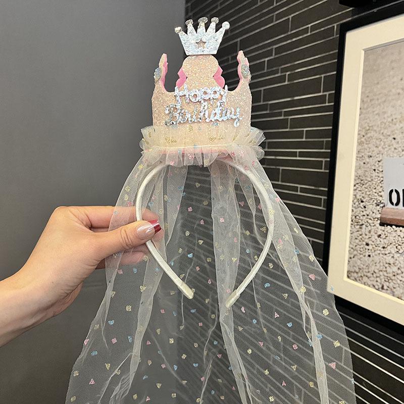 

Винтажная кружевная фата-бант, диадема со стразами, повязка на голову для девочек