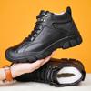 2025 Winter New First-layer Cowhide Men's Cotton Shoes Warm Wool Outdoor Mountaineering Leather High-top Casual Men's Shoes
