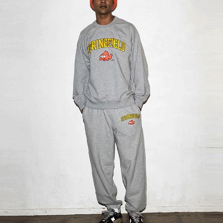 Levis X The Simpsons Collaboration Letter Print Cartoon Pattern Pullover Sweatshirt Men Sweatshirt Gray A2056-0001