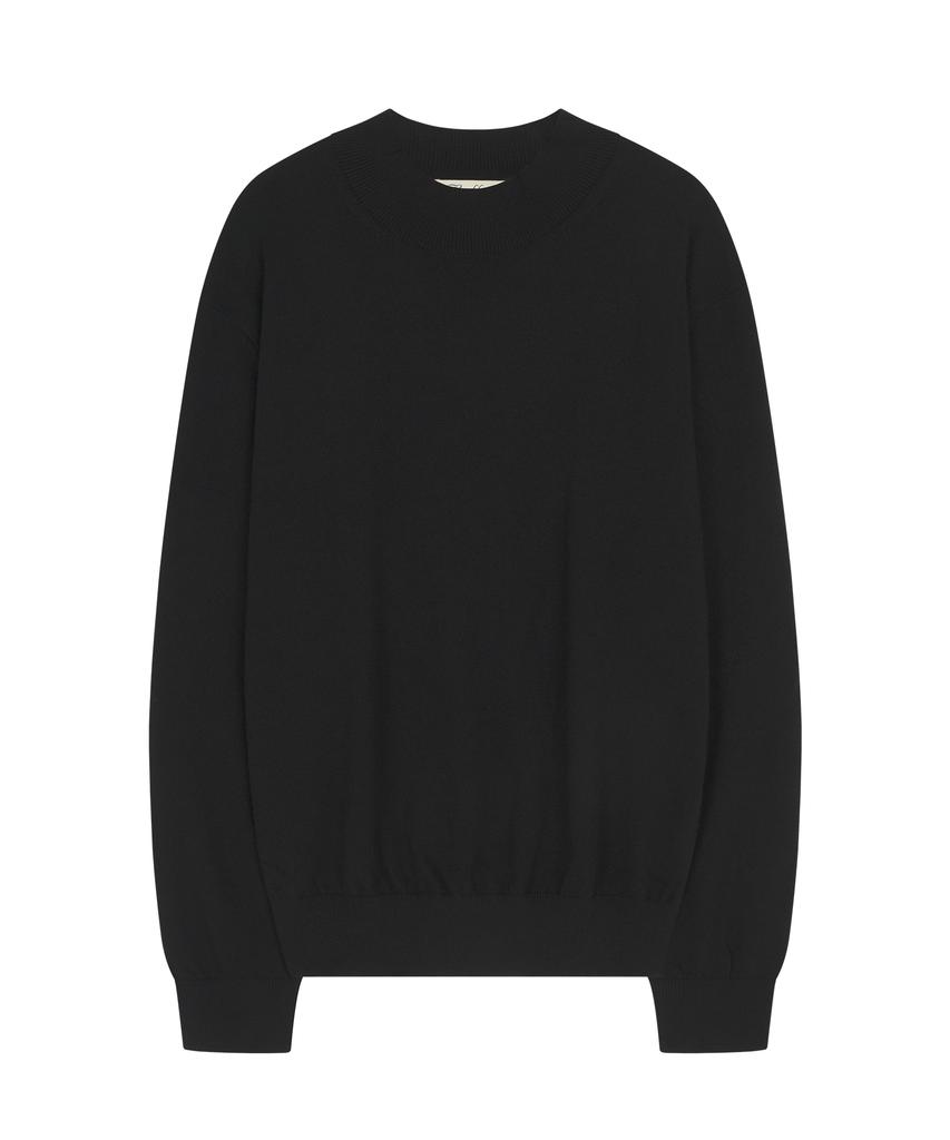 BELLIEF Essential Wool Comfort Moc-Neck Knit (Black)