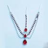 European and American Fashion Red Water Drop Pendant Forehead Lace Lady Temperament Shining Drill Head Chain Hair Accessories