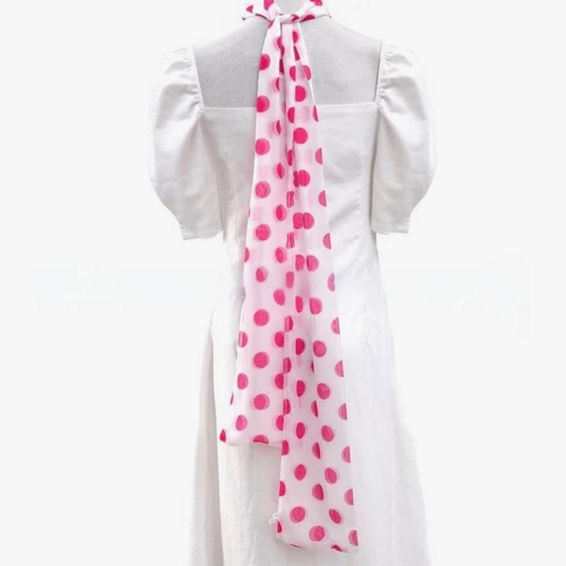 Women's Scarf and Glasses Set Stylish Polkas Dot Scarf Blue Glasses White Scarf Fashion Neckerchief for Halloween