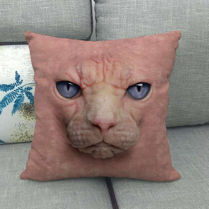 Animal Head Linen Pillow Cover 45x45cm American Country Style Decorative Cushion