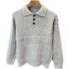Men's High-End Solid Color Cable Knit Sweater with Lapel, Thickened and Warm for Autumn/Winter, Inner or Base Layer.