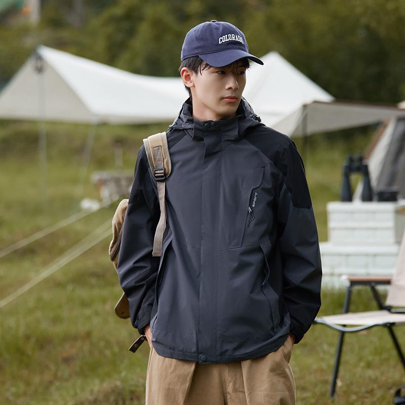 2023 New Outdoor Color Block Windbreaker: Unisex Trendy Windproof Jacket for Spring & Autumn Camping and Mountaineering.