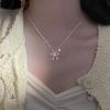 Hollow Pearl Bow Necklace Same Collarbone Chain Glitter Water Wave Chain Sweater Chain