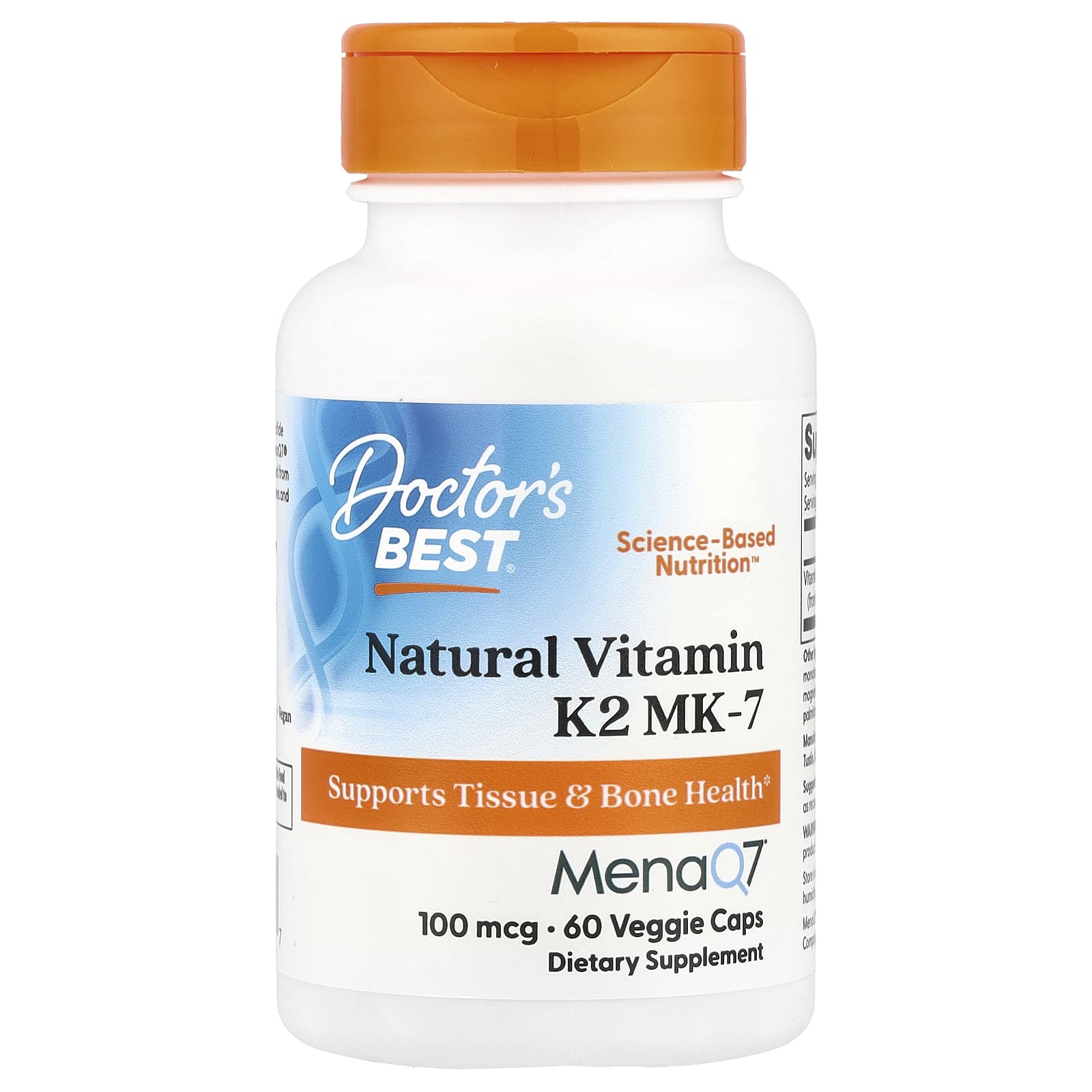 

Doctor S Best, Natural Vitamin K2 Mk-7 with Menaq7, 100Mcg, 60 Veggie Caps