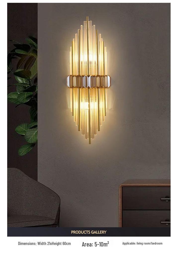 Elegant Crystal Wall Lamp: Minimalist Design for Bedrooms, Living Rooms, Stairs, and Hallways