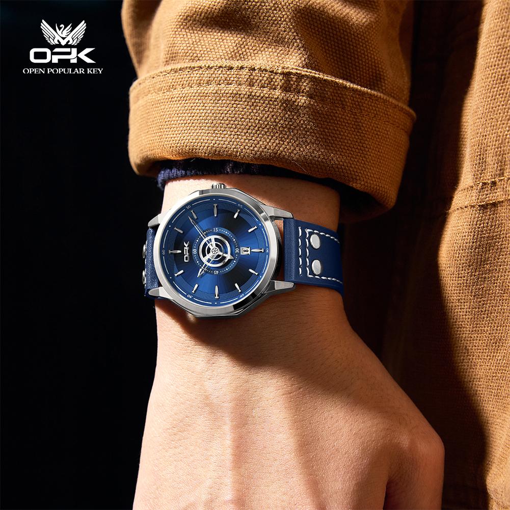 OPK Brand Watches Business Leisure Belts Single Calendar Men's Watches Waterproof Quartz Watches 8195