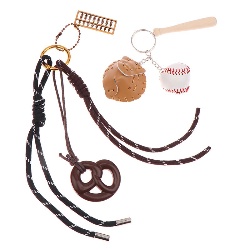 Ins Braided Rope Baseball Keychain Creative Sports Keyring Trendy Woven Rope Key Holder Girls Bag Pendant Key Accessories