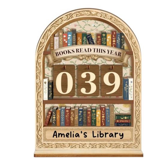 

Book Read This Year Counter Wooden Annual Reading Goal Challenge Tracker with Number Signs Bookshelf Decoration Book Lovers Bookworm Gift A