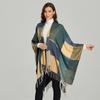 New women's scarf shawl retro fashion jacquard split fork thickened warm shawl cape