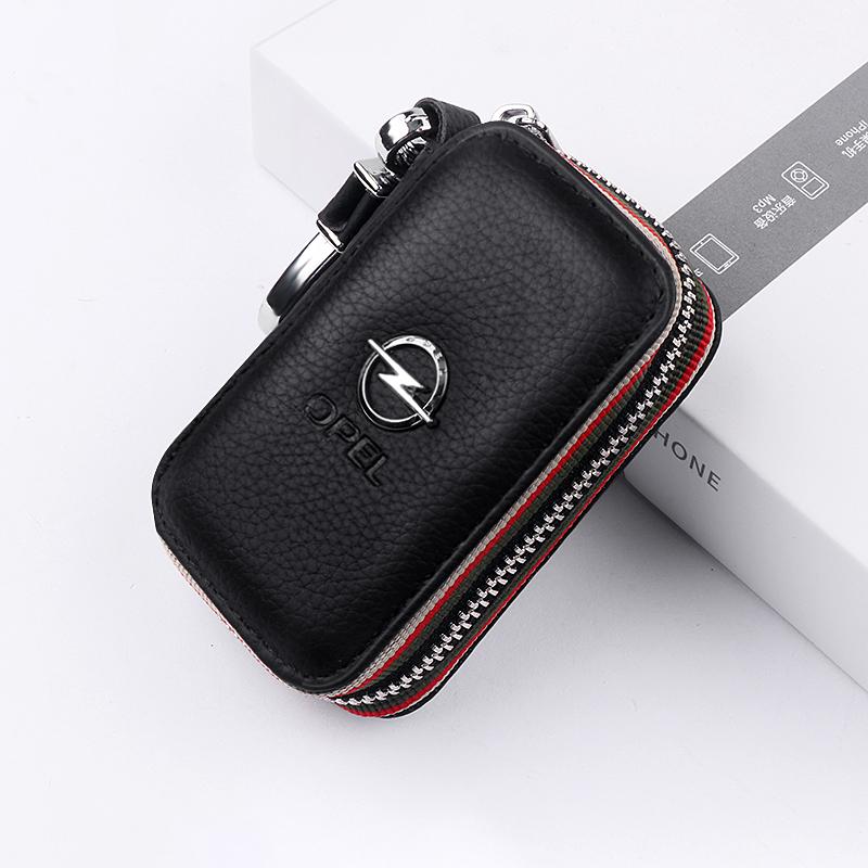 Leather Car Styling Key Card Organizer Portable Storage Bag Wallet Decor For Opel Opc Astra K Vivaro Corsa Zafira Insignia Mokka BL6
