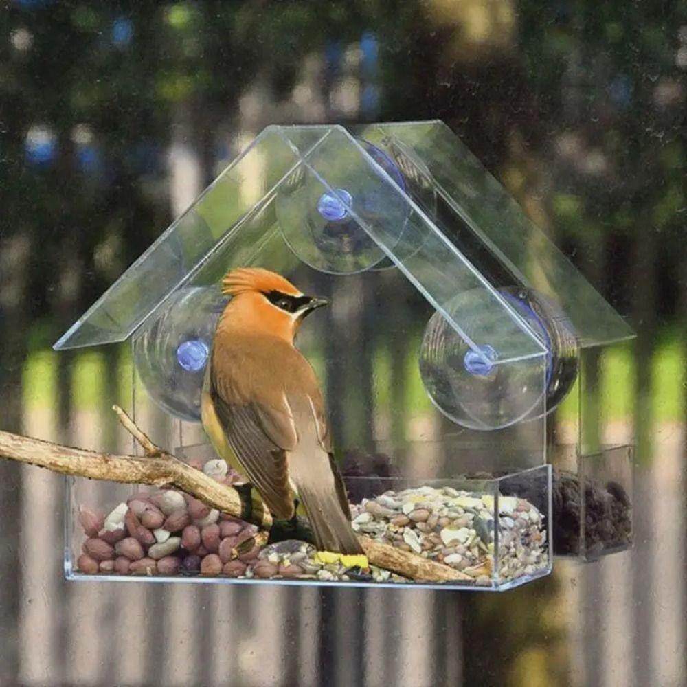 Plastic Windowsill Birdfeeders with Suction Cups Window Bird House Outside Garden