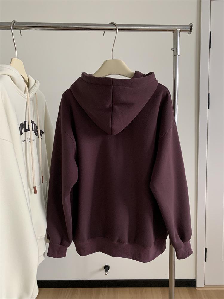 Women's Oversized Retro Letter Applique Hooded Sweatshirt for Spring and Autumn 2025