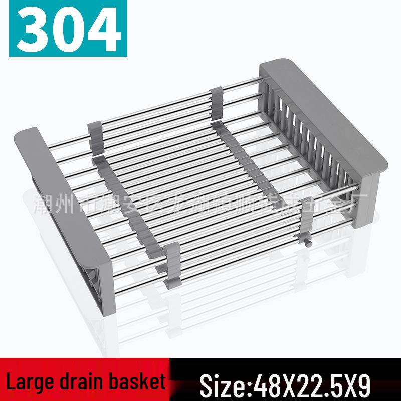 Retractable Kitchen Sink Dish Drying Rack & Storage Basket