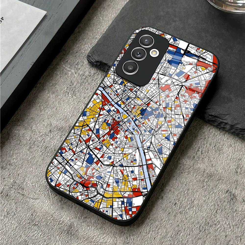 

M-Mondrians Phone Case For S25 Ultra Samsung S26 S23 Fe S24 S22 S20 S21 Plus A54 A34 A53 A16 Glass Cover Samsung s24ultra