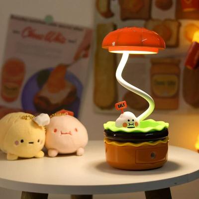 Burger-Schreibtischlampe, wiederaufladbare Burger-Lampe, kleine Tischlampen mit verstellbarem Hals, Hamburger-Schreibtischlampe, Schlafzimmerdekoration, Geschenk für Kinder