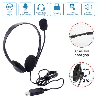 USB-Computer-Kopfhörer mit Noise-Cancelling-Mikrofon, zum Chatten, für Netzwerkunterricht, Videokonferenzen, Stereo-Kabel-Headset, Ohrhörer