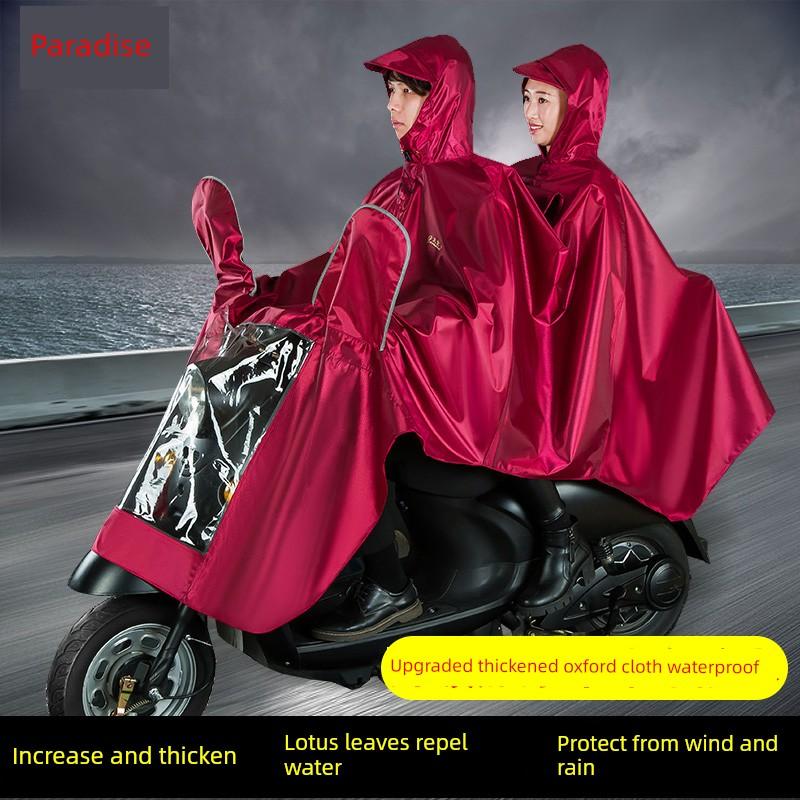 Paradise Genuine Electric Motorcycle Protective Raincoat for Adults, Enlarged and Thickened, Unisex Oxford Fabric Single/Double Person Rain Poncho