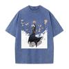 Hot Anime JoJos Bizarre Adventure Pucci Enrico Graphic Tee Men Washed Cotton Tshirt Casual Tshirt Harajuku Vintage T Shirt
