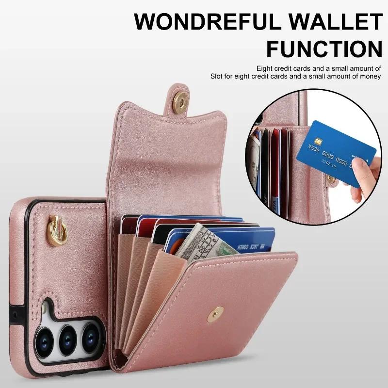 Wrist Strap Crossbody Phone Case for Samsung Galaxy S24 FE S25 Ultra S23 S22 S21 Plus A16 A15 A35  A55 A14 A54 A53 Wallet Card H